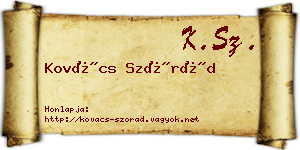 Kovács Szórád névjegykártya